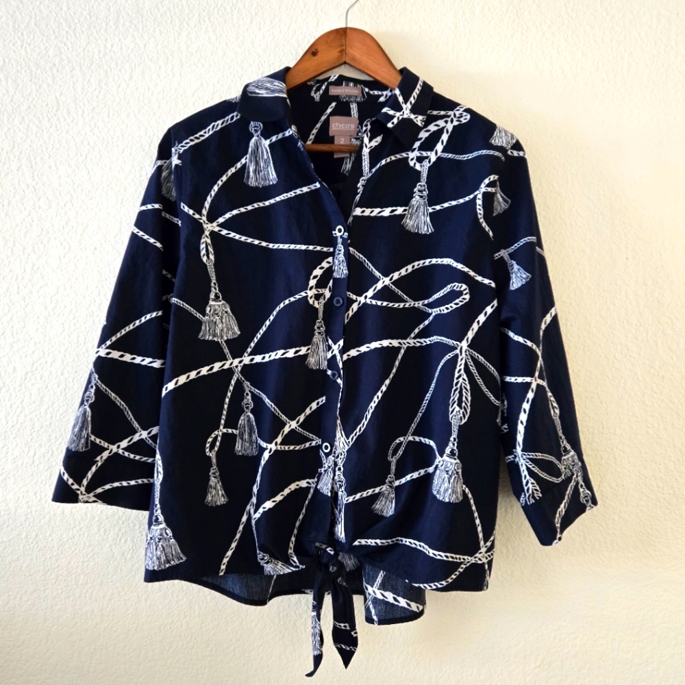 Chico's Tie Front Top